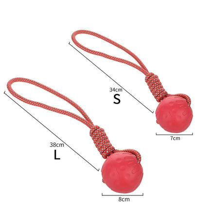 Rubber Dog Ball, Indestructible & Bite-Resistant, Chew Toy for Small to Extra-Large Dogs, Solid Red