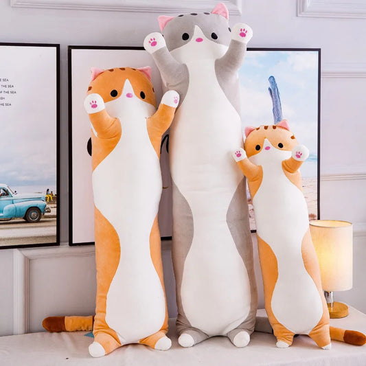 Lusy Store LLC Soft Long Cat Pillow Stuffed Plush Toys Office Nap Pillow Home Comfort Cushion Decor Gift Doll Child Plush