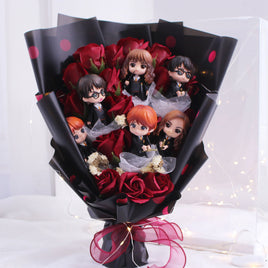 Lovely Plastic Action Figure Bouquet Gift Box Creative Valentine's Day Christmas Gifts Black
