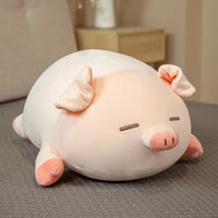 Squishy Pig Stuffed Doll Lying Plush Piggy Toy Animal Soft Plushie Pillow for Kids Baby Comforting Birthday Gift Close eye