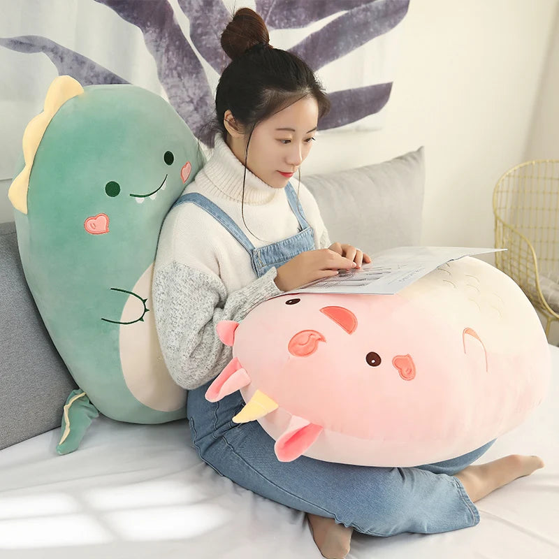 Lusy Store LLC Squishy Toy Kawaii Animal Fat Dinosaur Shiba Inu Dog Pillow Plush Toys Cute Bed Sleeping Cushion Plush