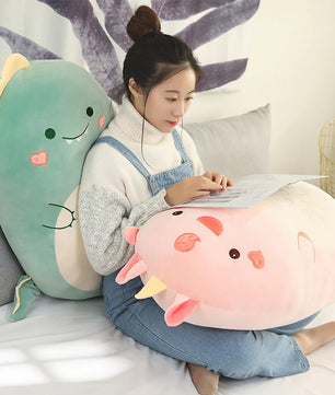 Lusy Store LLC Squishy Toy Kawaii Animal Fat Dinosaur Shiba Inu Dog Pillow Plush Toys Cute Bed Sleeping Cushion Plush