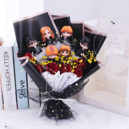 Lovely Plastic Action Figure Bouquet Gift Box Creative Valentine's Day Christmas Gifts Red