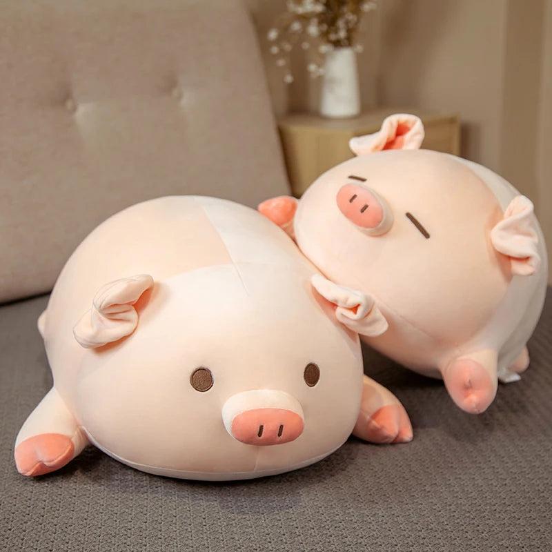 Lusy Store LLC Squishy Pig Stuffed Doll Lying Plush Piggy Toy Animal Soft Plushie Pillow for Kids Baby Comforting Birthday Gift Plush