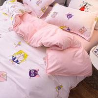 3/4pcs/set Kawaii Cotton Bedding Set For Girl Luxury Soft Duvet Cover Bed King Queen Full Twin Size Bed Sheets With pillow cases Lusy Store
