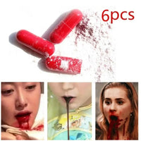 6Pcs Realistic Fake Blood Pills Vampire Capsules Adults Teen Horror Scary Funny Trick Toys Halloween April Fools Day Party Props Default Title