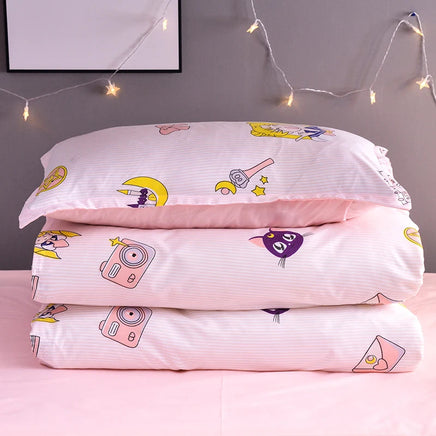 3/4pcs/set Kawaii Cotton Bedding Set For Girl Luxury Soft Duvet Cover Bed King Queen Full Twin Size Bed Sheets With pillow cases Lusy Store