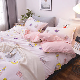 3/4pcs/set Kawaii Cotton Bedding Set For Girl Luxury Soft Duvet Cover Bed King Queen Full Twin Size Bed Sheets With pillow cases Lusy Store