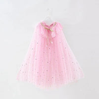 Little Girls Sequins Tulle Cape Children Princess Party Dress Up Cloaks Thin Blue Pink White Halloween Costumes