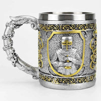 Stainless Steel Skull Mug Viking Death Grim Reaper With Fire Dragon Handle Goat Horn Gothic Design Coffee Beer Mugs As Halloween 25 301-400ml