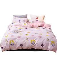 3/4pcs/set Kawaii Cotton Bedding Set For Girl Luxury Soft Duvet Cover Bed King Queen Full Twin Size Bed Sheets With pillow cases Lusy Store