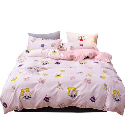 3/4pcs/set Kawaii Cotton Bedding Set For Girl Luxury Soft Duvet Cover Bed King Queen Full Twin Size Bed Sheets With pillow cases Lusy Store