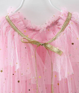 Lusy Store LLC Little Girls Sequins Tulle Cape Children Princess Party Dress Up Cloaks Thin Blue Pink White Halloween Costumes costume