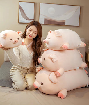 Lusy Store LLC Squishy Pig Stuffed Doll Lying Plush Piggy Toy Animal Soft Plushie Pillow for Kids Baby Comforting Birthday Gift Plush
