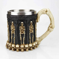 Stainless Steel Skull Mug Viking Death Grim Reaper With Fire Dragon Handle Goat Horn Gothic Design Coffee Beer Mugs As Halloween 7 301-400ml