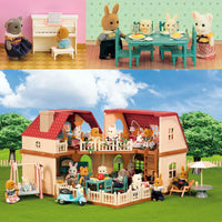 Simulation Kitchen Forest Family Small House Double Three- Story Villa Reindeer Animal Model Furniture Toy Gifts