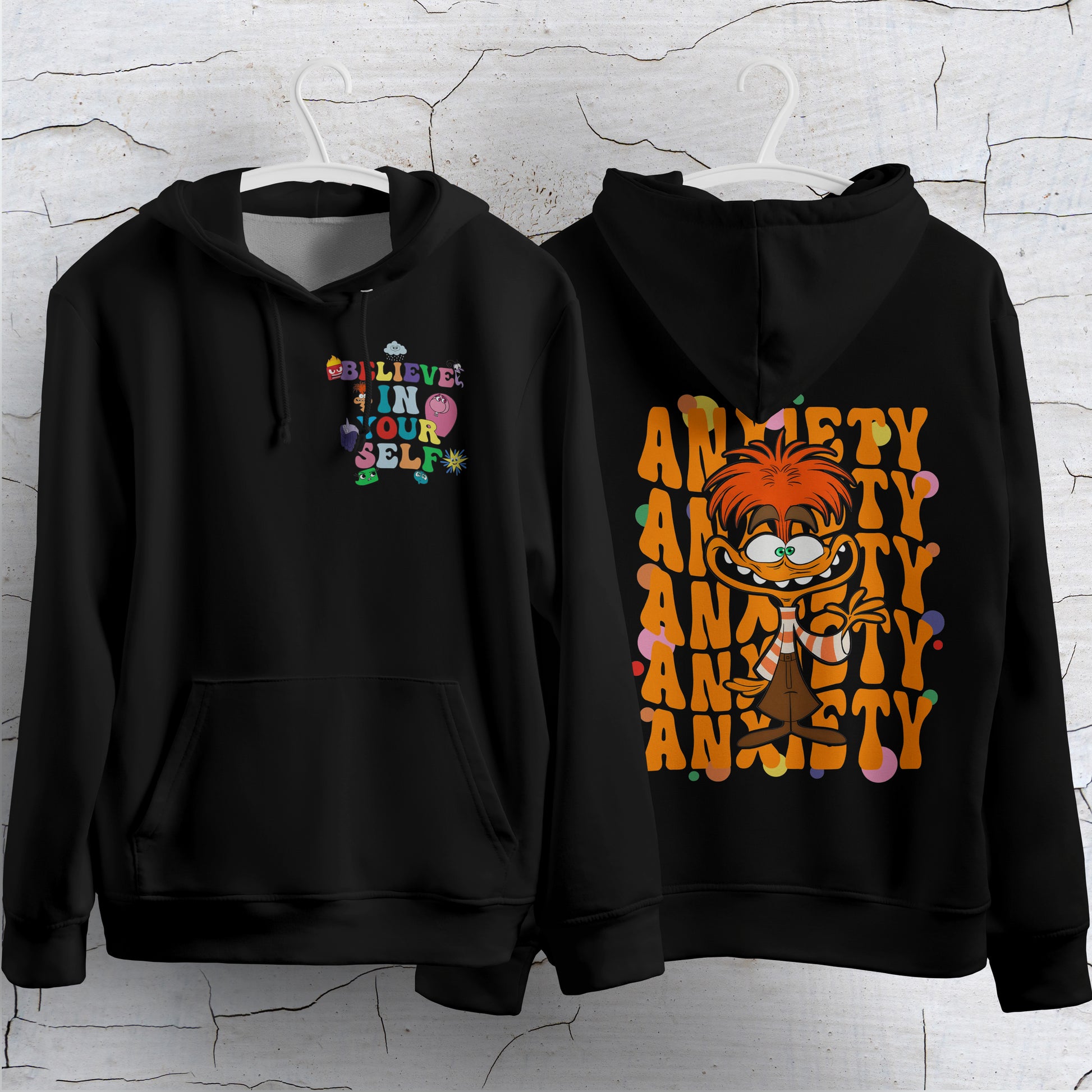 Lusy Store Inside Out Hoodie Loose Casual Clothing Cute Cartoon Streetwear Personality Hoodies &amp; Sweatshirts