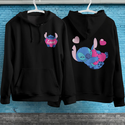 Stitch Hoodie Streetwear Fashion Black Hooded Pullover Personality Sweatshirt 10