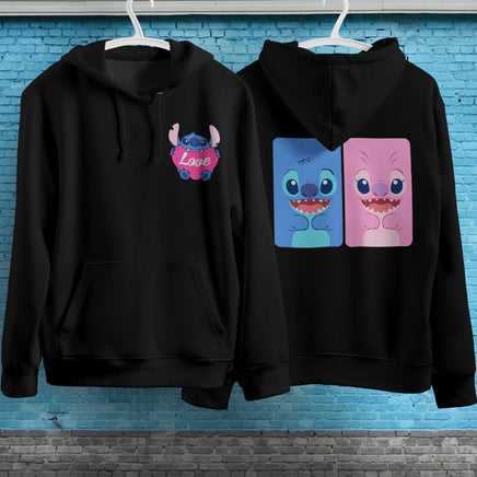 Stitch Hoodie Streetwear Fashion Black Hooded Pullover Personality Sweatshirt 11