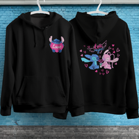 Stitch Hoodie Streetwear Fashion Black Hooded Pullover Personality Sweatshirt 14