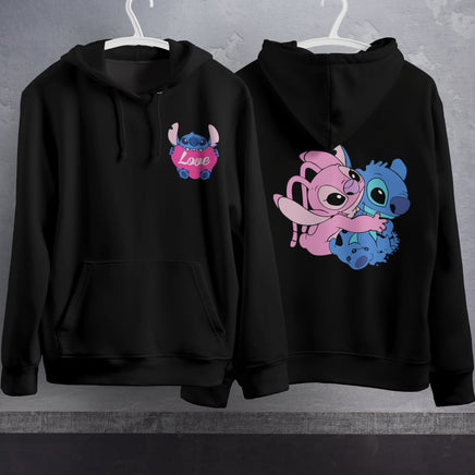 Stitch Hoodie Streetwear Fashion Black Hooded Pullover Personality Sweatshirt 15