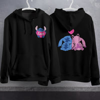 Stitch Hoodie Streetwear Fashion Black Hooded Pullover Personality Sweatshirt 16