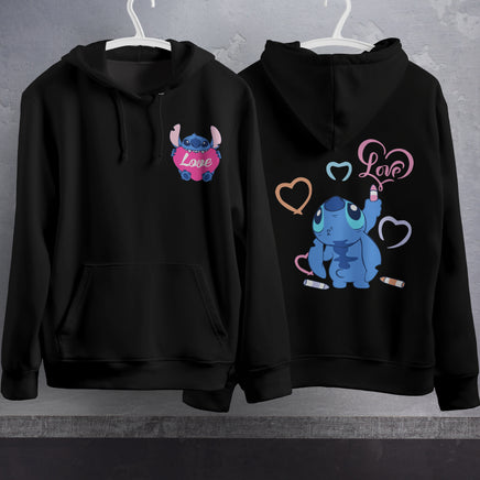 Stitch Hoodie Streetwear Fashion Black Hooded Pullover Personality Sweatshirt 2