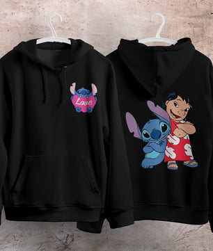 Stitch Hoodie Streetwear Fashion Black Hooded Pullover Personality Sweatshirt