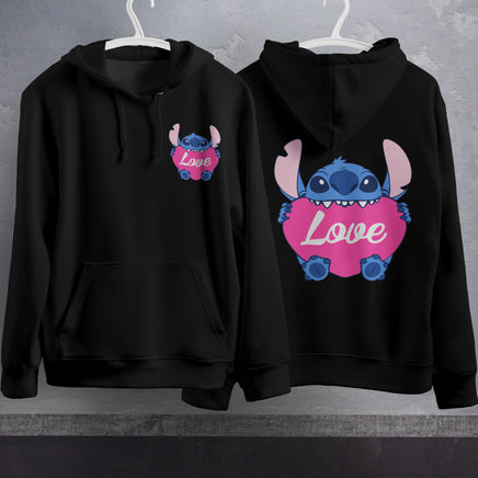 Stitch Hoodie Streetwear Fashion Black Hooded Pullover Personality Sweatshirt 5