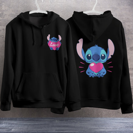 Stitch Hoodie Streetwear Fashion Black Hooded Pullover Personality Sweatshirt 6