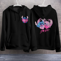 Stitch Hoodie Streetwear Fashion Black Hooded Pullover Personality Sweatshirt 7