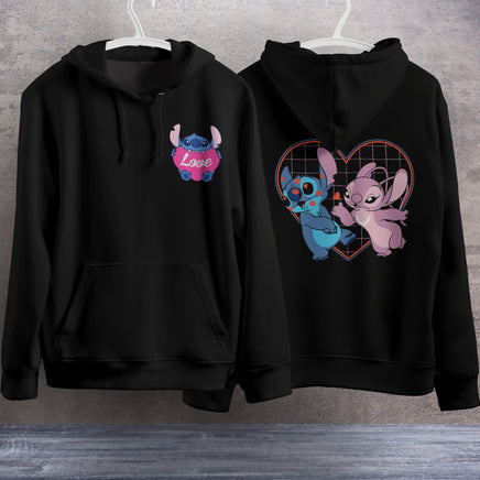 Stitch Hoodie Streetwear Fashion Black Hooded Pullover Personality Sweatshirt 8