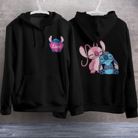 Stitch Hoodie Streetwear Fashion Black Hooded Pullover Personality Sweatshirt 9