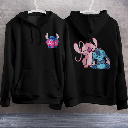 Stitch Hoodie Streetwear Fashion Black Hooded Pullover Personality Sweatshirt 9