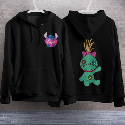 Stitch Hoodie Streetwear Fashion Black Hooded Pullover Personality Sweatshirt 10