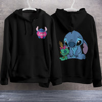 Stitch Hoodie Streetwear Fashion Black Hooded Pullover Personality Sweatshirt 14