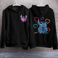 Stitch Hoodie Streetwear Fashion Black Hooded Pullover Personality Sweatshirt 15