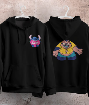 Stitch Hoodie Streetwear Fashion Black Hooded Pullover Personality Sweatshirt