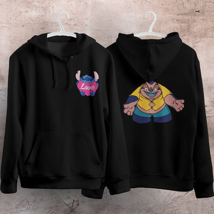 Stitch Hoodie Streetwear Fashion Black Hooded Pullover Personality Sweatshirt 5