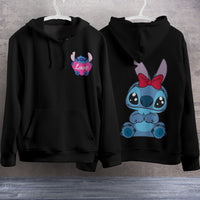 Stitch Hoodie Streetwear Fashion Black Hooded Pullover Personality Sweatshirt 1