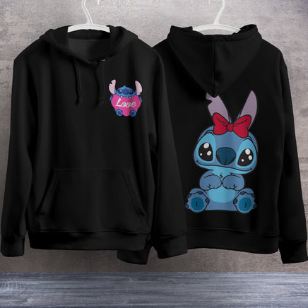 Stitch Hoodie Streetwear Fashion Black Hooded Pullover Personality Sweatshirt 1