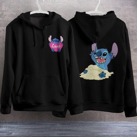 Stitch Hoodie Streetwear Fashion Black Hooded Pullover Personality Sweatshirt 2