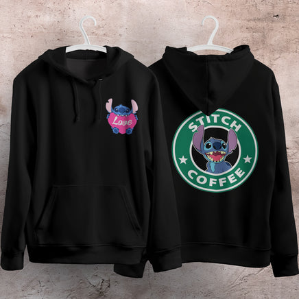 Stitch Hoodie Streetwear Fashion Black Hooded Pullover Personality Sweatshirt 6