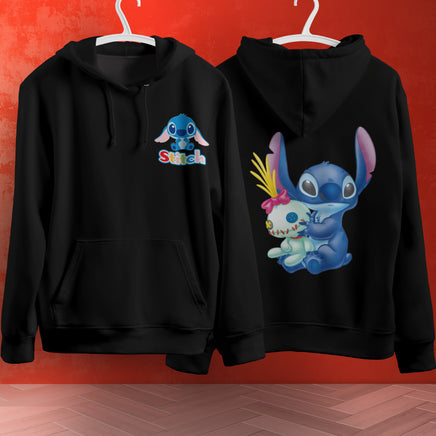 Stitch Hoodie Streetwear Fashion Black Hooded Pullover Personality Sweatshirt 5