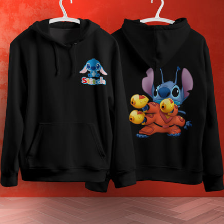 Stitch Hoodie Streetwear Fashion Black Hooded Pullover Personality Sweatshirt 6