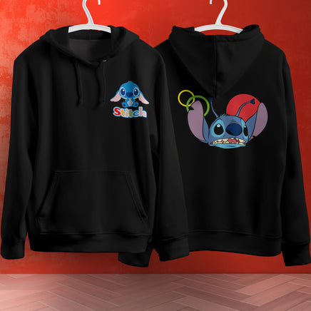 Stitch Hoodie Streetwear Fashion Black Hooded Pullover Personality Sweatshirt 7
