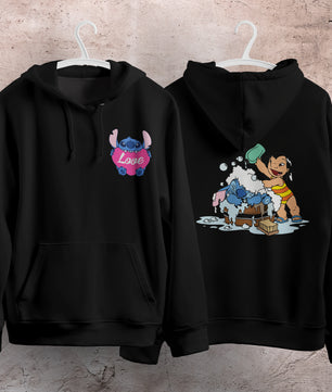 Stitch Hoodie Streetwear Fashion Black Hooded Pullover Personality Sweatshirt
