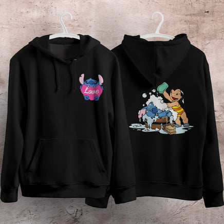 Stitch Hoodie Streetwear Fashion Black Hooded Pullover Personality Sweatshirt 7