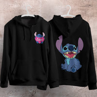 Stitch Hoodie Streetwear Fashion Black Hooded Pullover Personality Sweatshirt 1