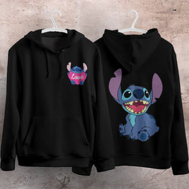Stitch Hoodie Streetwear Fashion Black Hooded Pullover Personality Sweatshirt 1
